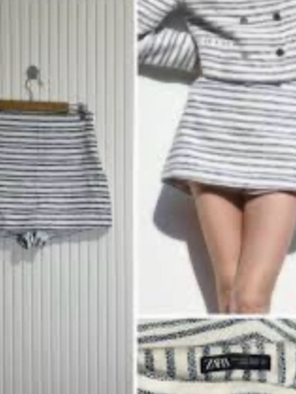 *NWT* Zara Striped Skort Shorts White Blue Textured Size XS